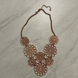 Charming Charlie’s Rose Gold Flower Statement Necklace